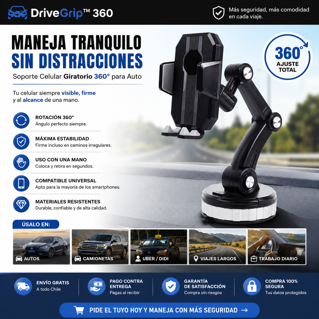 Celular firme en cada viaje Olvídate de las caídas y distracciones