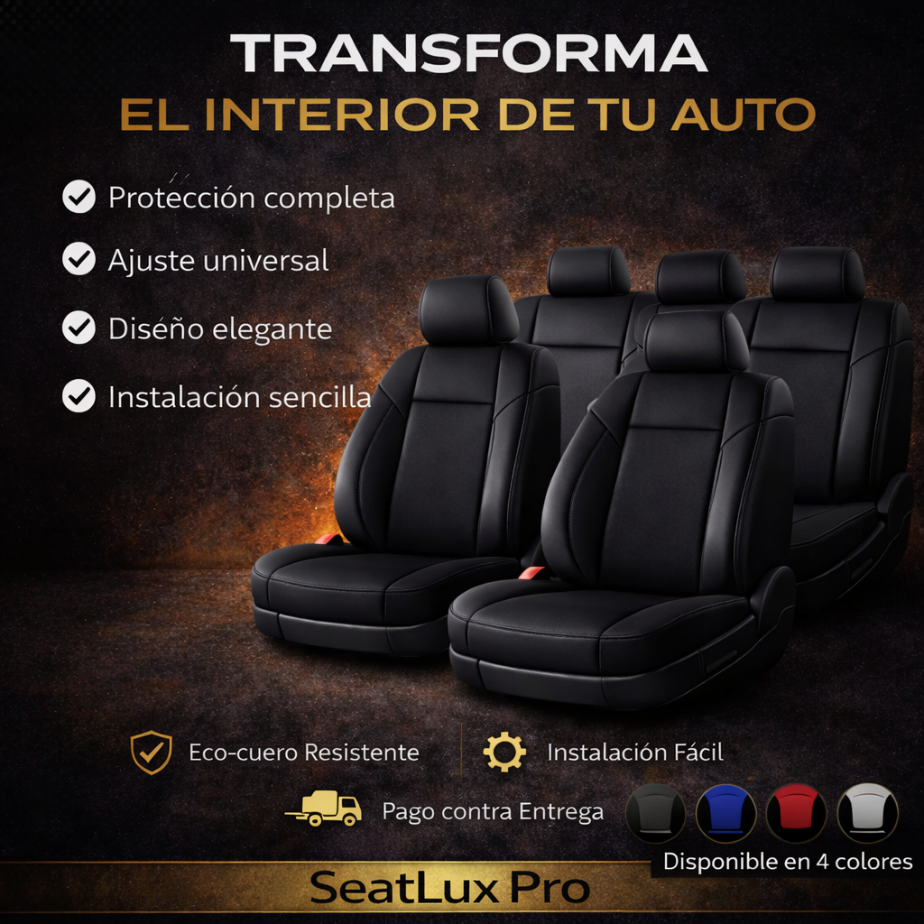 Set Cubre Asientos Eco Cuero Premium + Accesorios – Protección Total – Interior Renovado